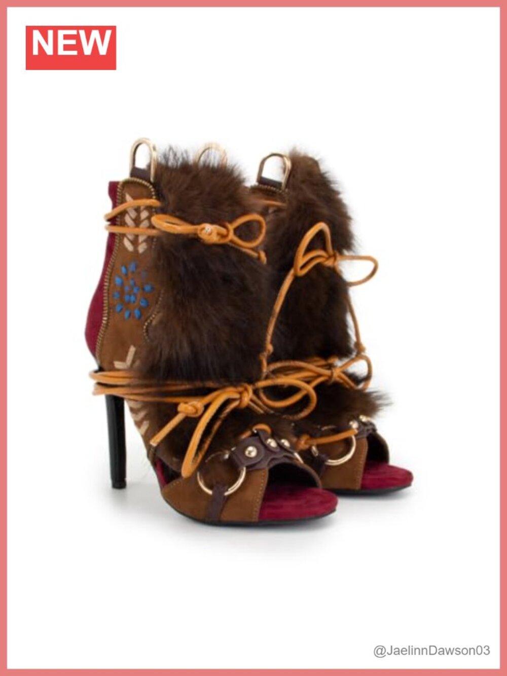 Women's Faux Suede Faux Fur Peep Toe Stiletto Ankle Boots with Removable Fur